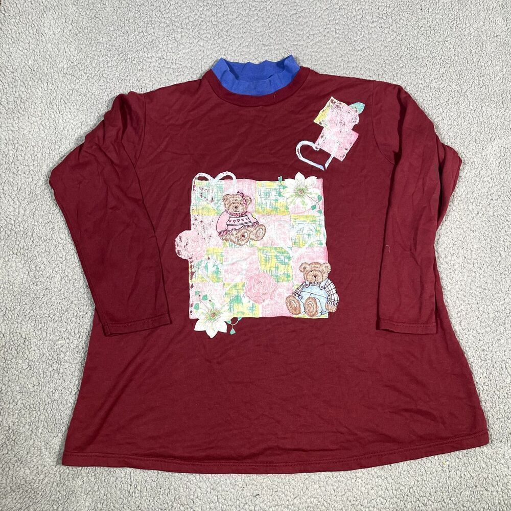Vintage New Edition MAternity Sweatshirt Women's Pullover Teddy Maroon Large